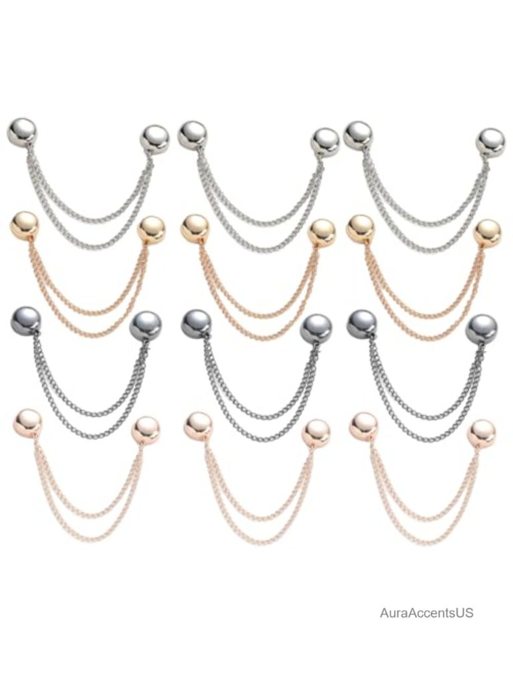 Magnetic Clothing Clips with Chain - Gold Plated for Women